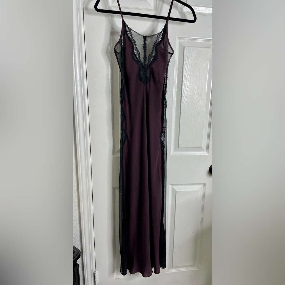 Deep burgundy/purple with black lace dress - Picture 2 of 4